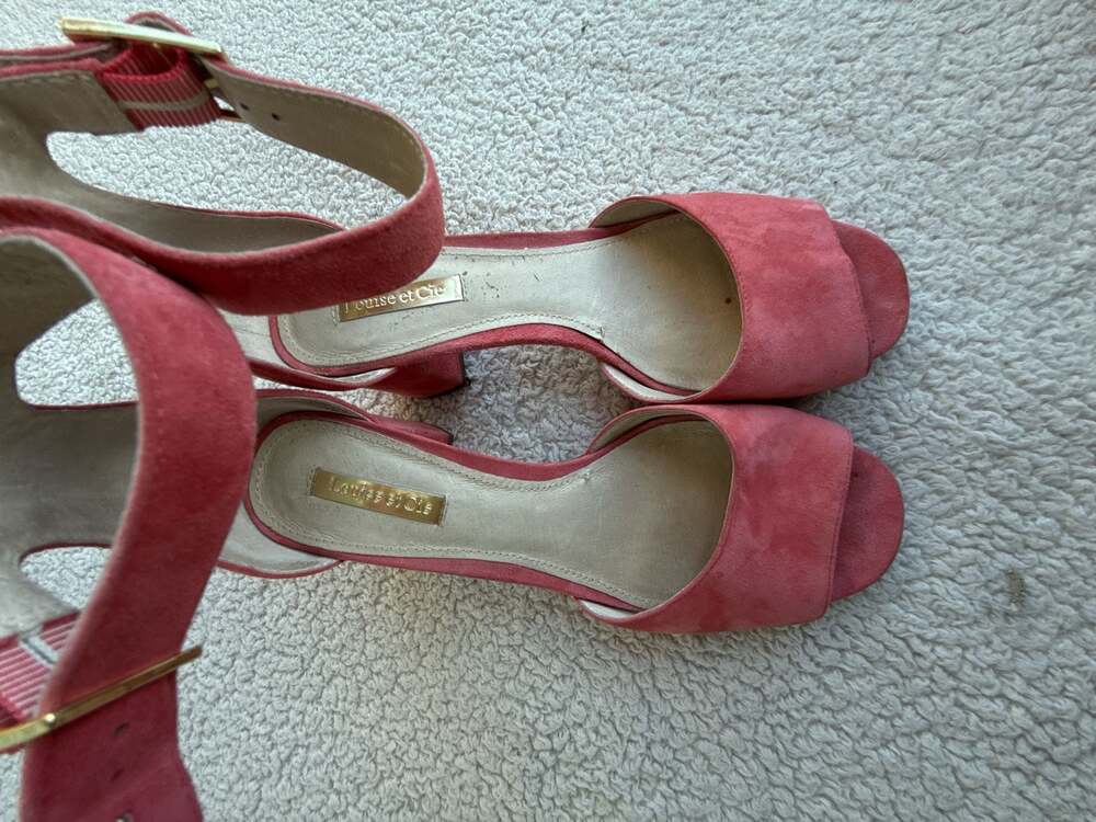 Louise et Cie Hanya R-Panama Pink Coral Block Heel Platform Sandal Size 7M